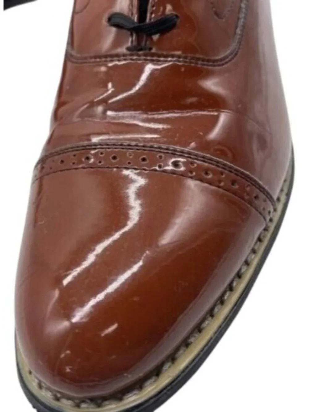 Stacy Adams Brown Patent Italian Leather Loafers Dress Shoes size 10.5